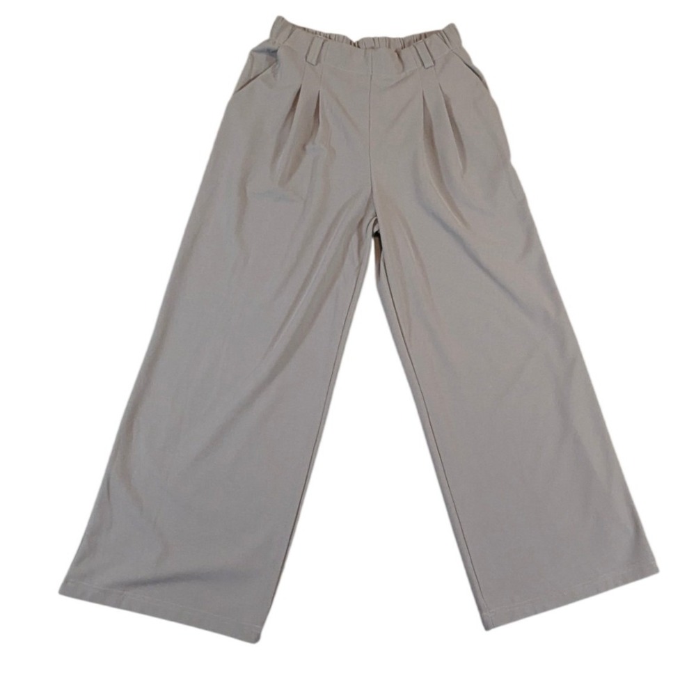 Unbranded Women Taupe Grey Wide Leg Pleated High Waist Trousers Size M‎